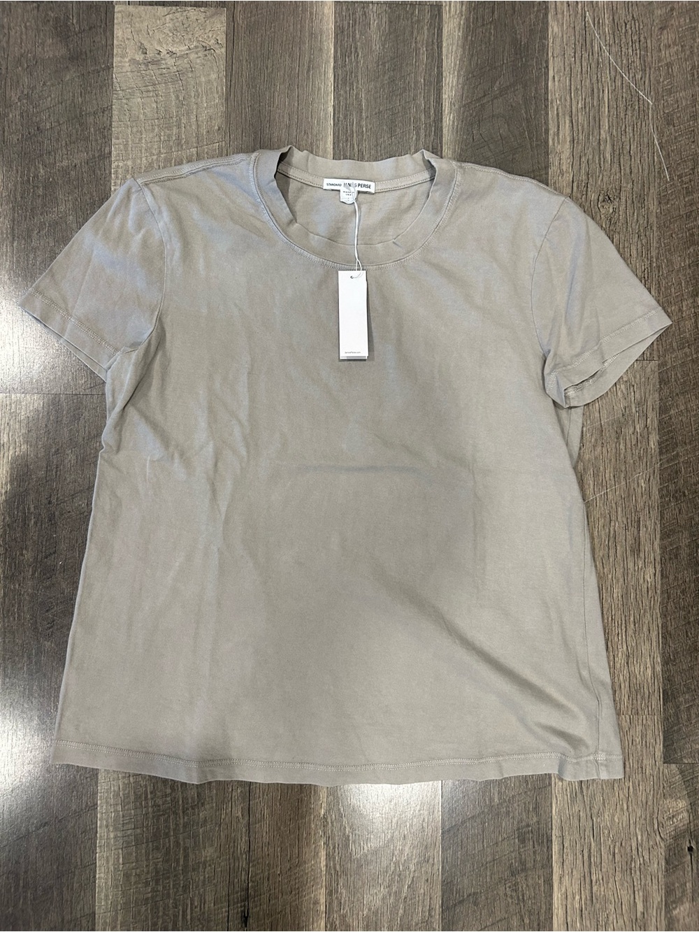James Perse Short-Sleeve Crew Tee in Light Taupe